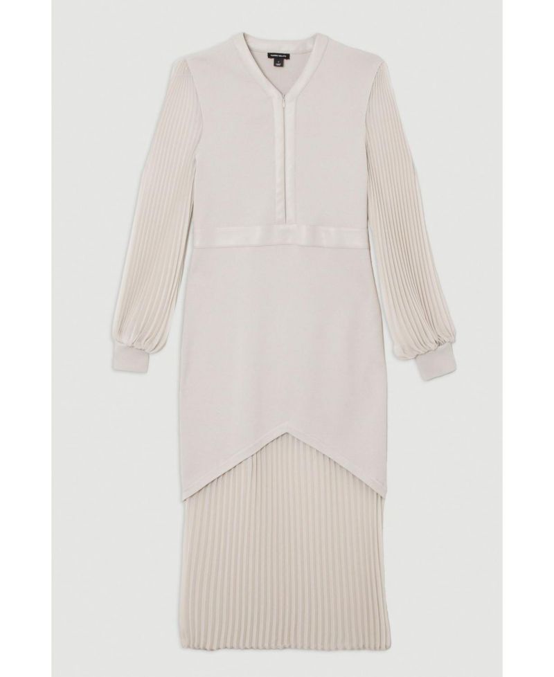 Women's Woven Sleeved Pleated Dress