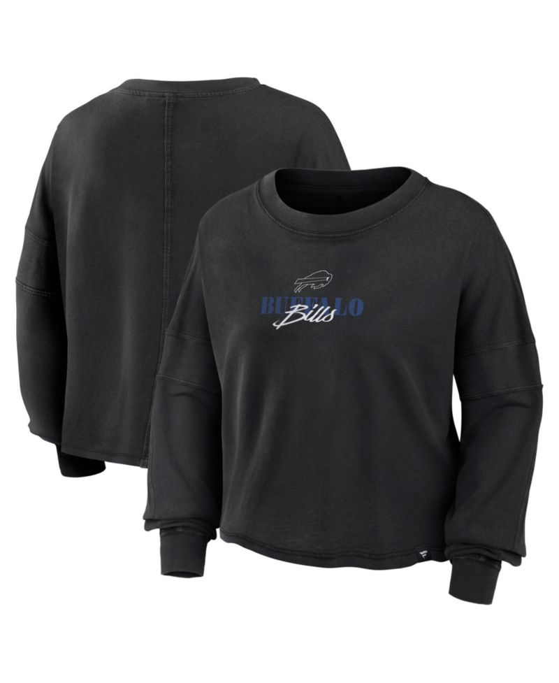 Women's Black Buffalo Bills Oversized Chop Block Boxy Long Sleeve Top
