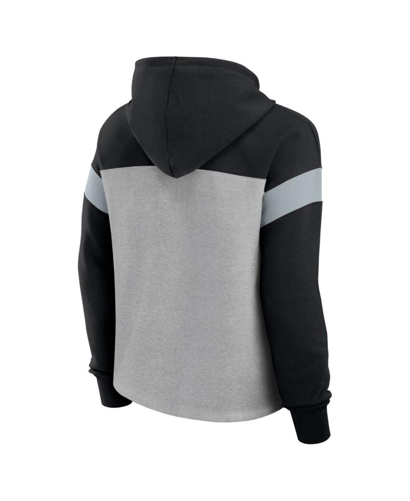 Women's Heather Gray/Black Las Vegas Raiders Bold Play Call Pullover Hoodie