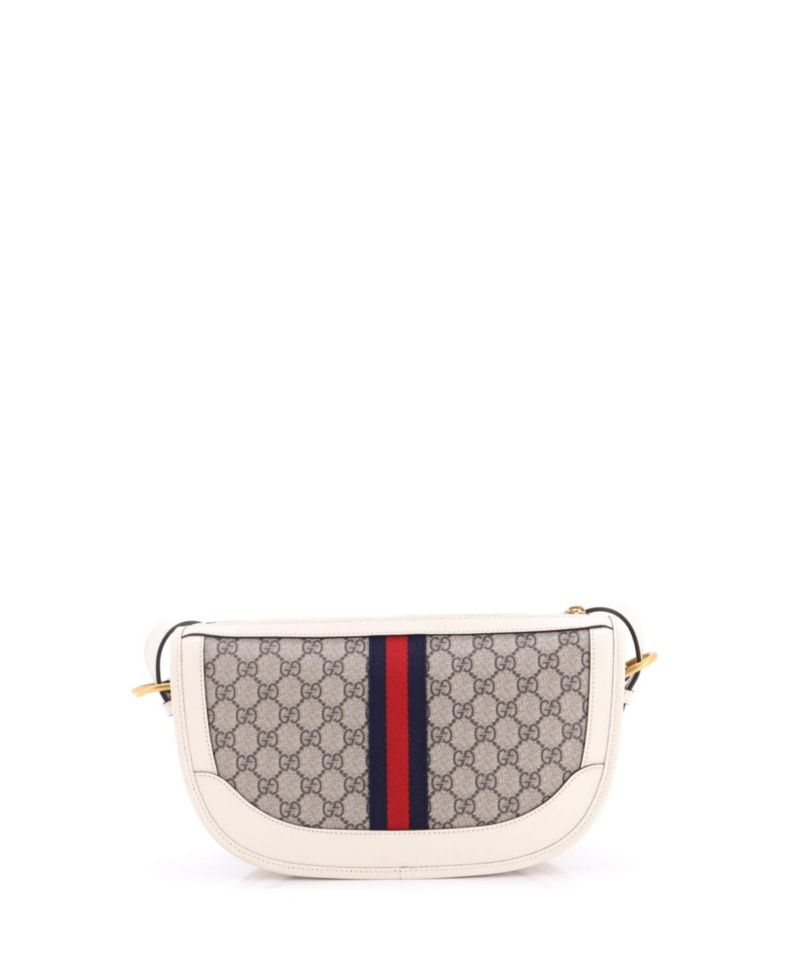 Large Ophidia Curved Zip Shoulder Bag GG Coated Canvas with Leather