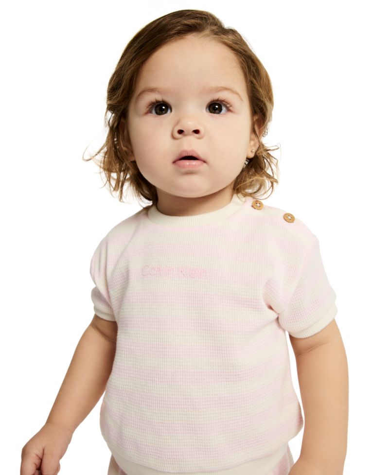 Baby Girls' Top and Striped Waffle Knit Bloomer, 2-Piece Set