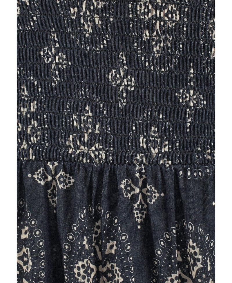 Women's Viscose Printed Strapless A-Line Bandeau Short Dress