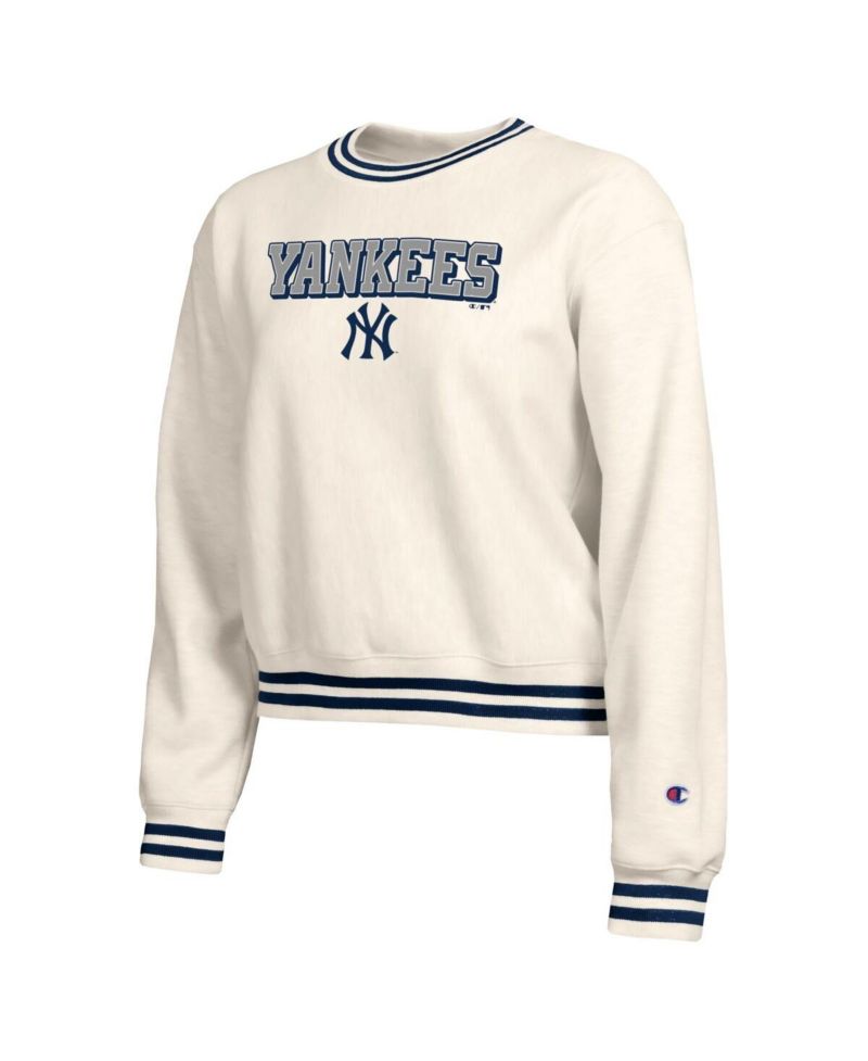 Women's Cream New York Yankees Reverse Weave Sweatshirt