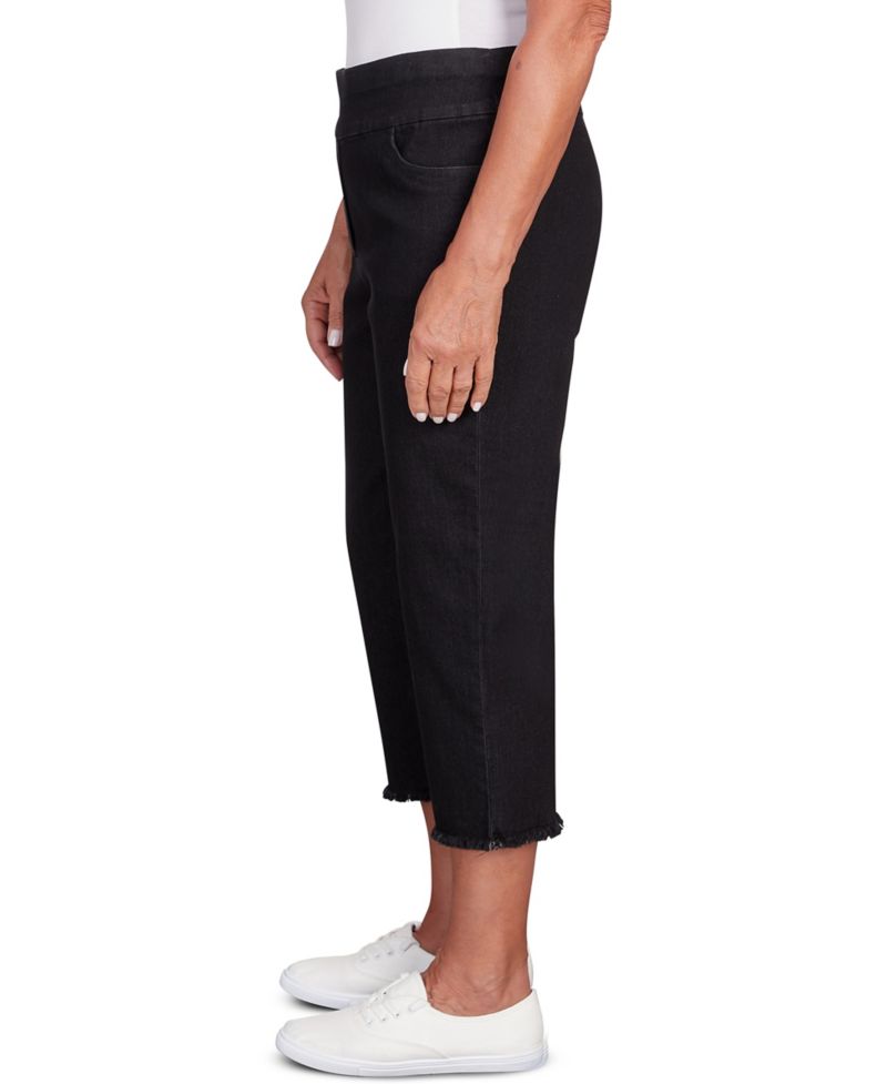 Plus Size Classic Super Stretch Denim Fringe Capri Pants