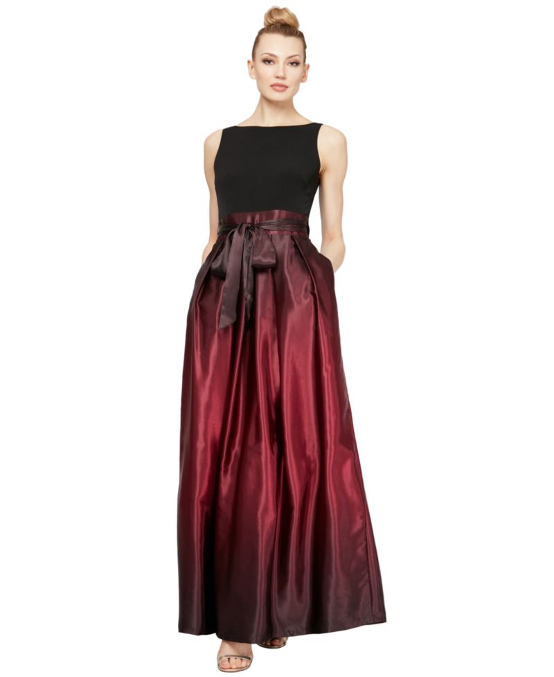 Petite Ombr&eacute; Satin Bow Sash Gown