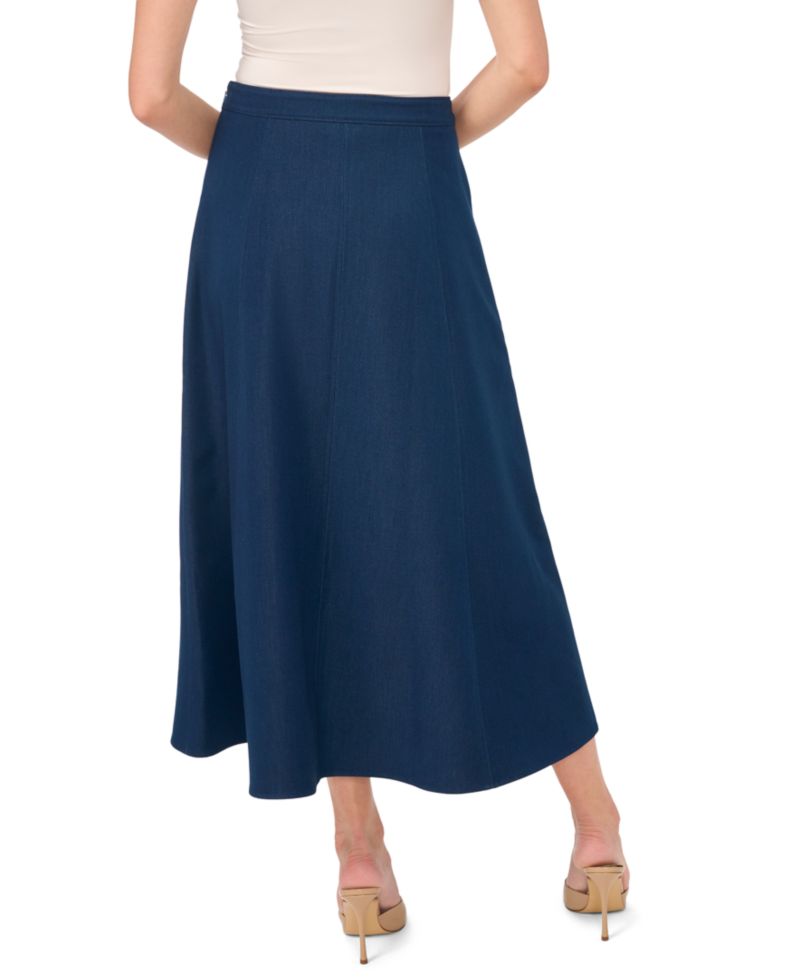 Women's High-Waisted A-Line Midi Denim Skirt