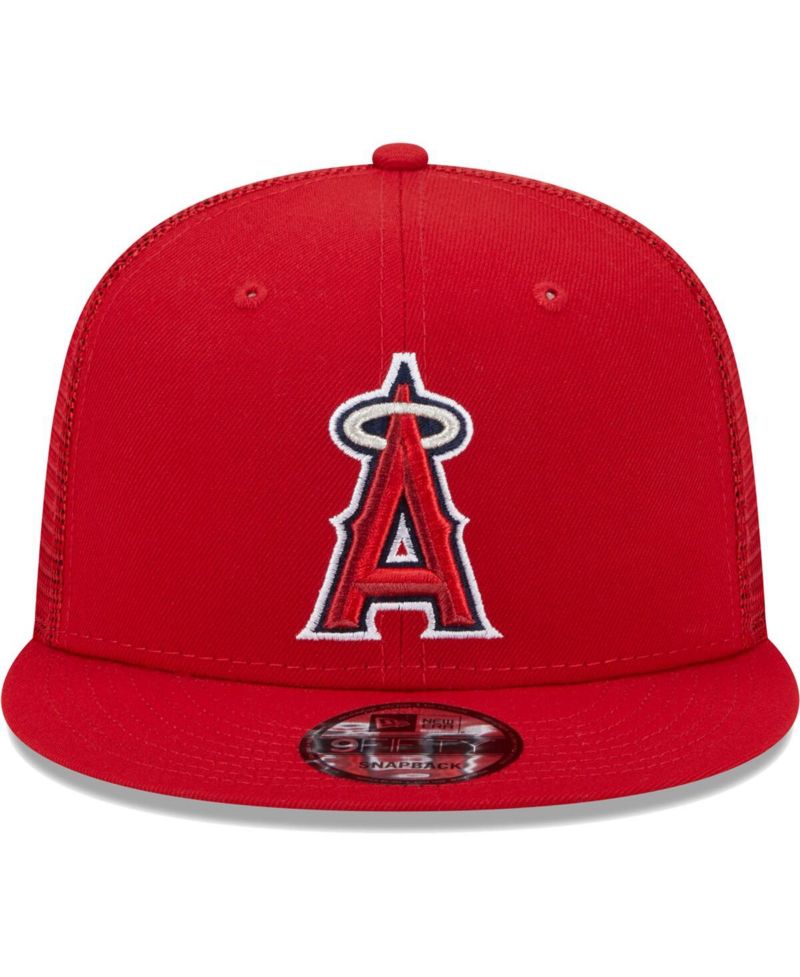 Men's Red Los Angeles Angels Team Color Trucker 9FIFTY Snapback Hat