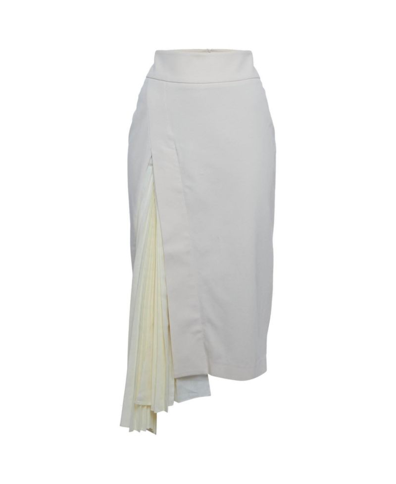 Women's Cotton Pleat Detail Midi Skirt