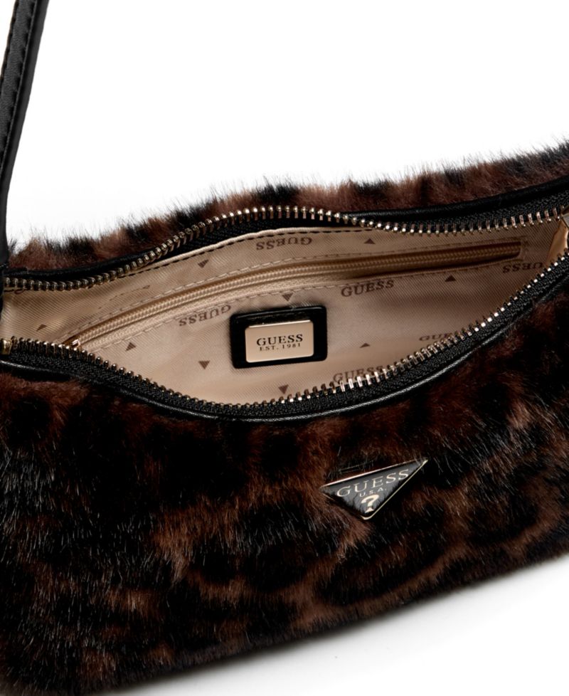 Shimmer Faux Fur Small Shoulder Handbag