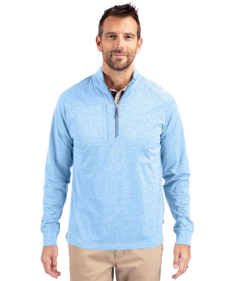 Men's Cutter and Buck Adapt Eco Knit Heather Quarter Zip Pullover