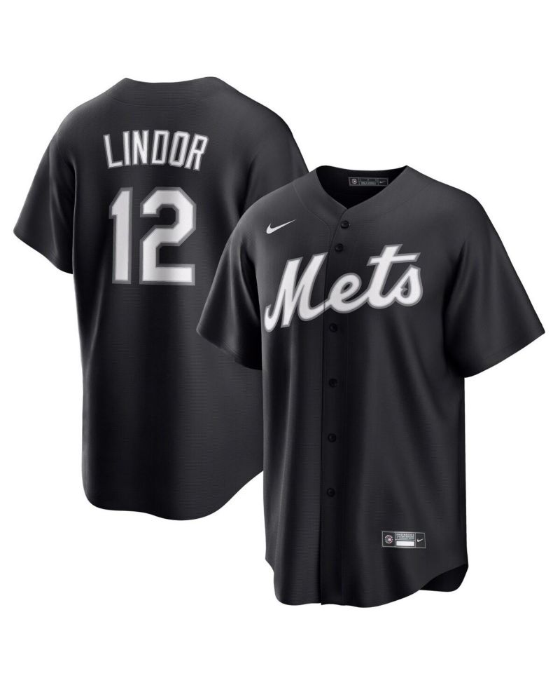 Men's Francisco Lindor Black New York Mets Lights Out Replica Player Jersey