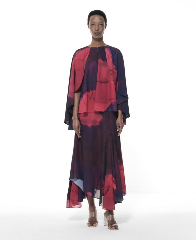 Women's Cape Sleeve Printed Blouse