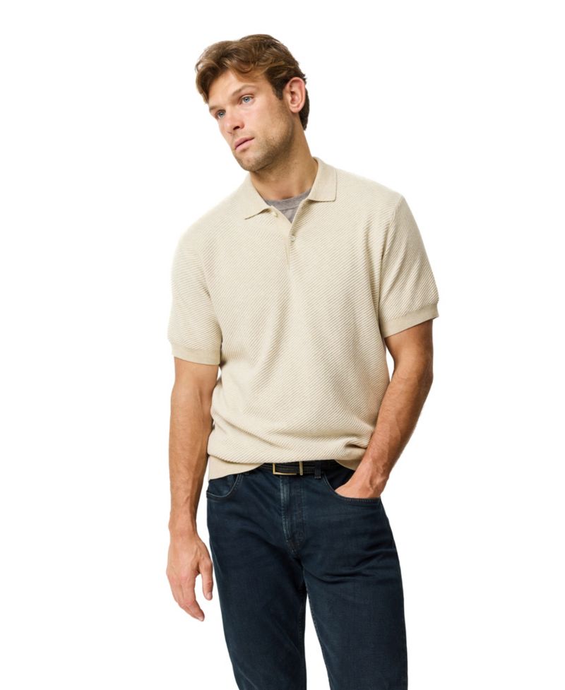 Rodd Gunn Men's Benford Bay Cotton Textured Knit Polo Shirt