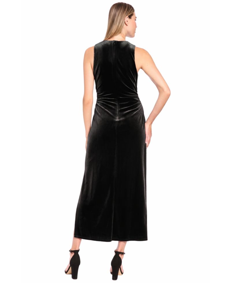 Women's Velvet Knot Shoulder Midi Dress