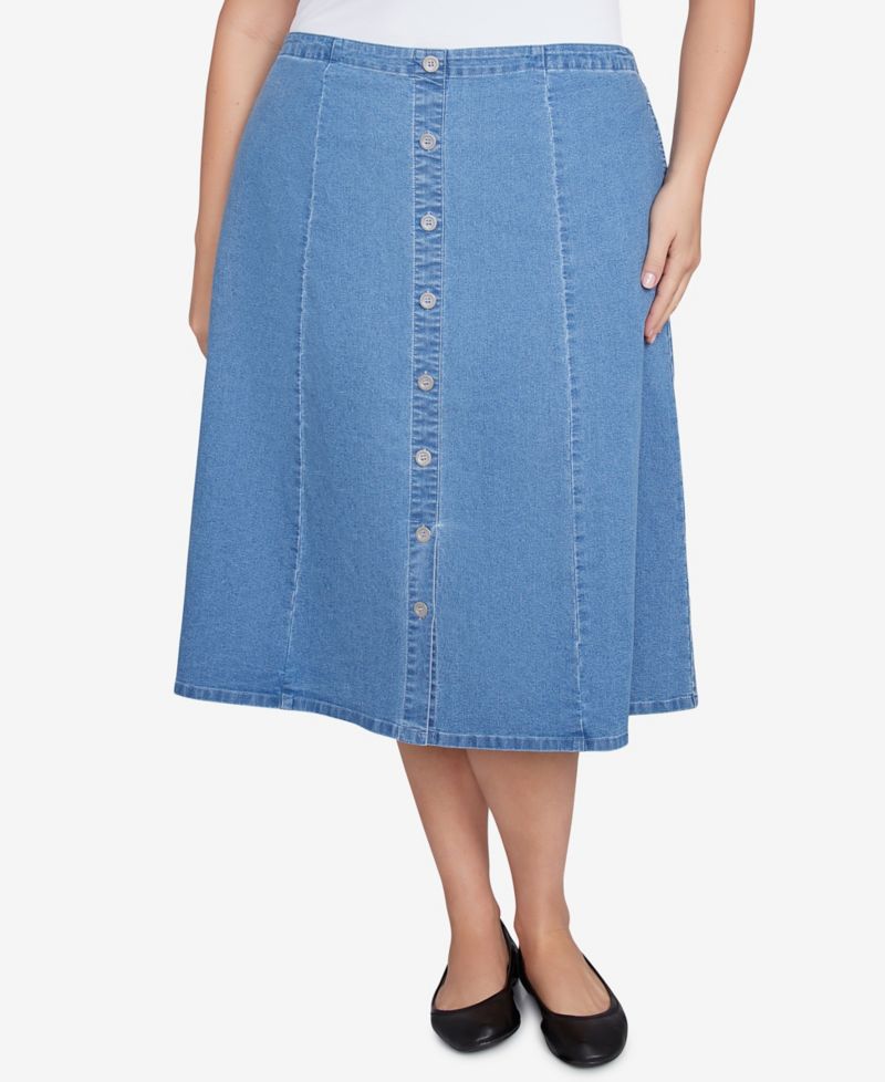 Plus Size Paneled Denim Skirt