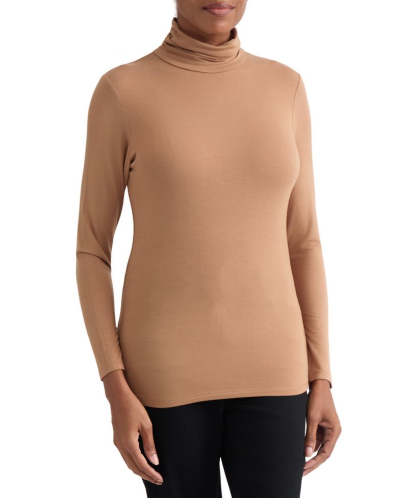 Women's Shirred Pullover Turtleneck Top