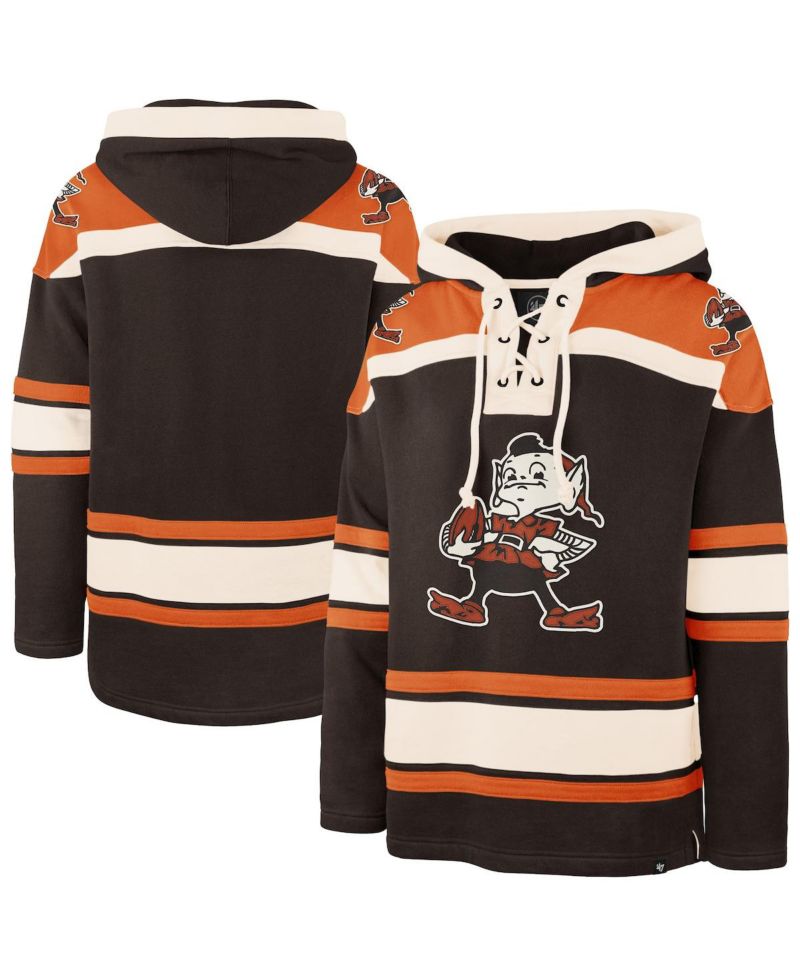 Men's Brown Cleveland Browns Throwback Superior Lacer Hoodie