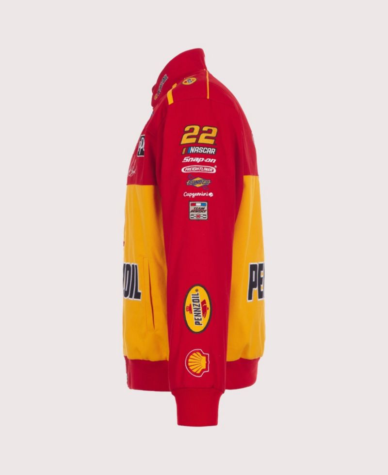 Men's Red/Yellow Joey Logano 2026 Pennzoil Full-Snap Twill Racing Jacket