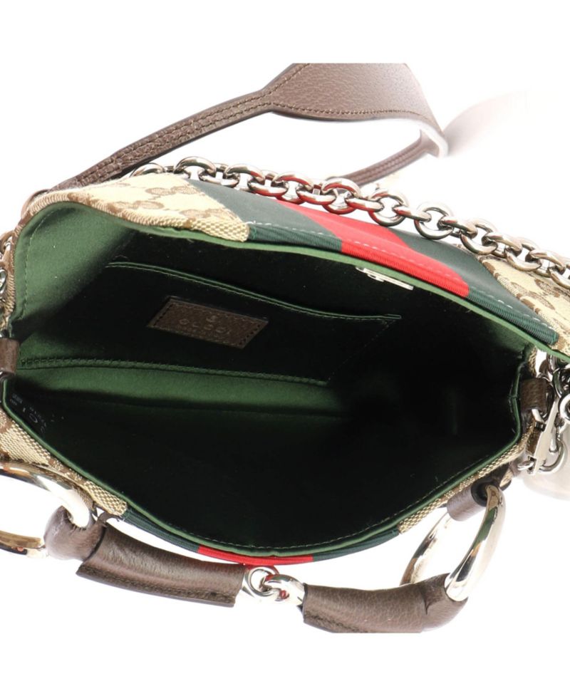 Small Horsebit NM Web Chain Clutch GG Canvas
