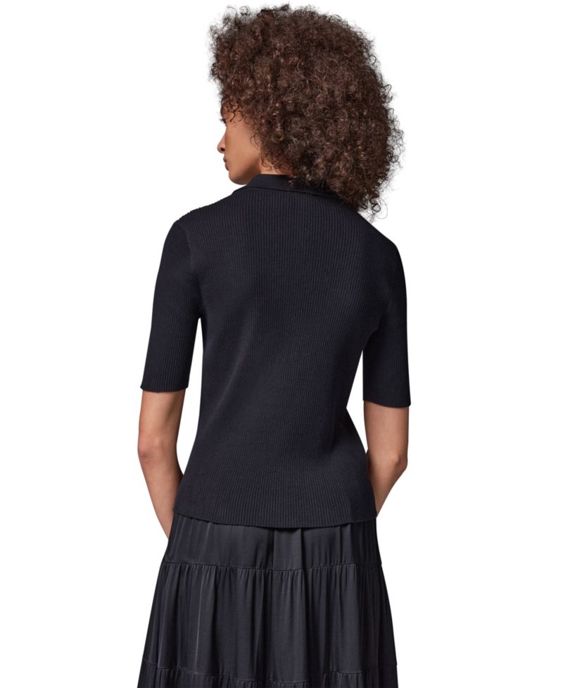 Women's Elbow-Sleeve Ribbed Button-Front Sweater