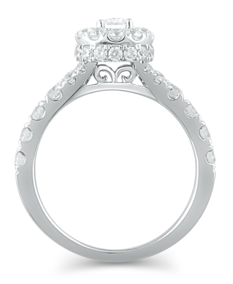 Diamond Halo Emerald Bridal Set (2. ct. t.w.) in 14k White, Yellow or Rose Gold
