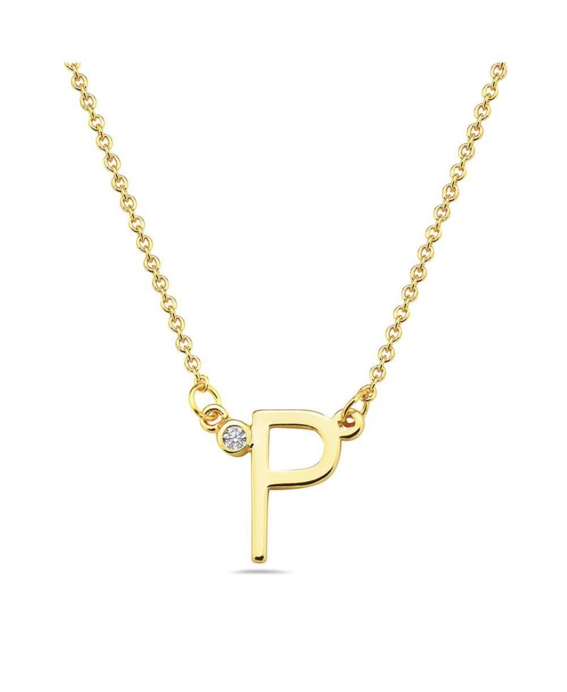 Timeless Plated Brilliant Cubic Zirconia Initial Necklace.