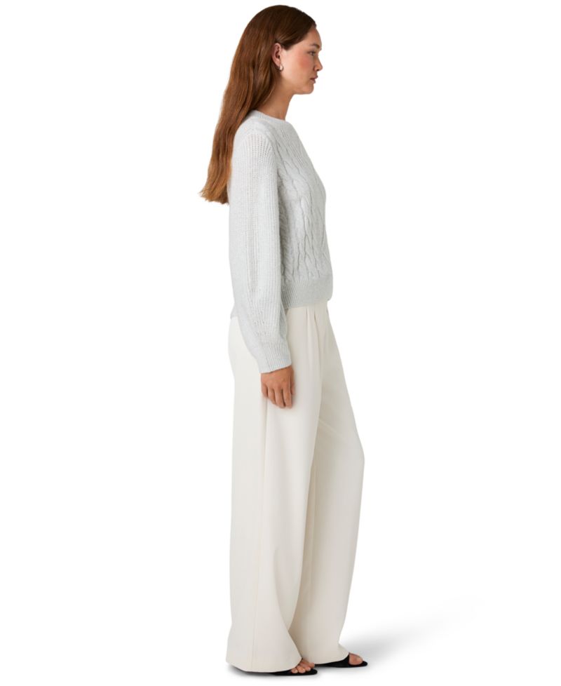 Women's Micro Sequin Cable-Knit Long-Sleeve Pullover
