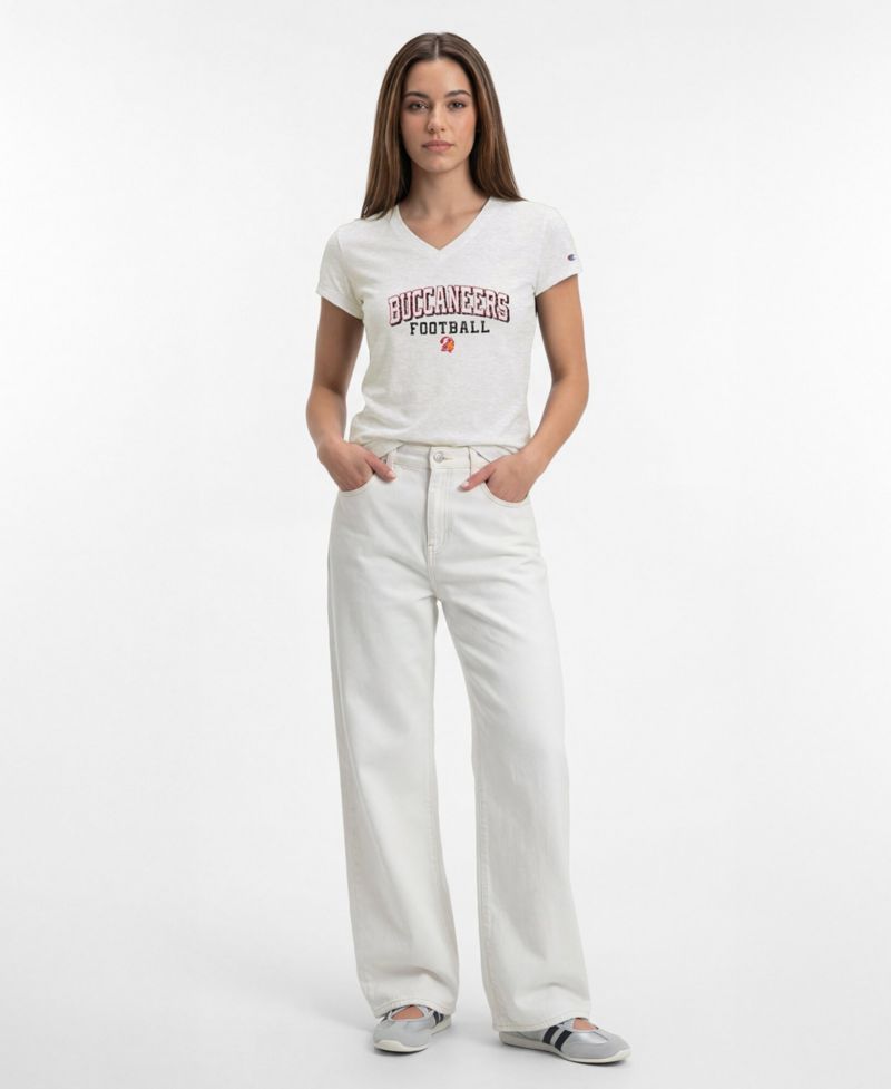 Women's Tampa Bay Buccaneers Triumph Tri-Blend V-Neck Distressed Screen Print T-Shirt
