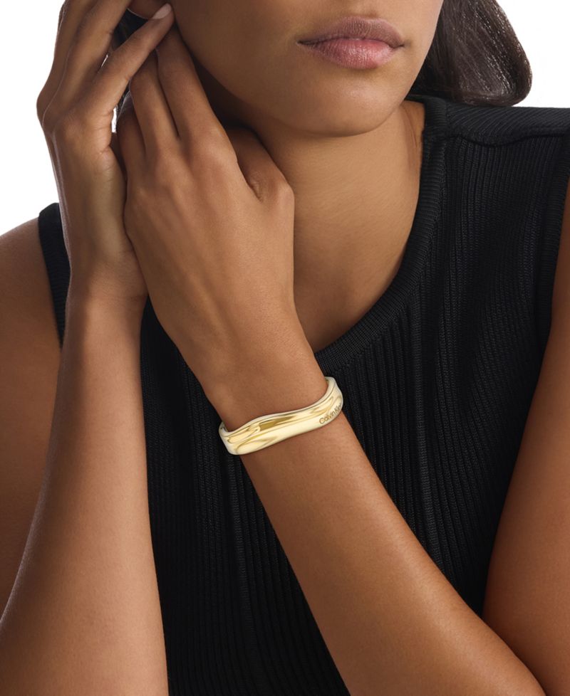Stainless Steel Logo Structural Bangle Bracelet