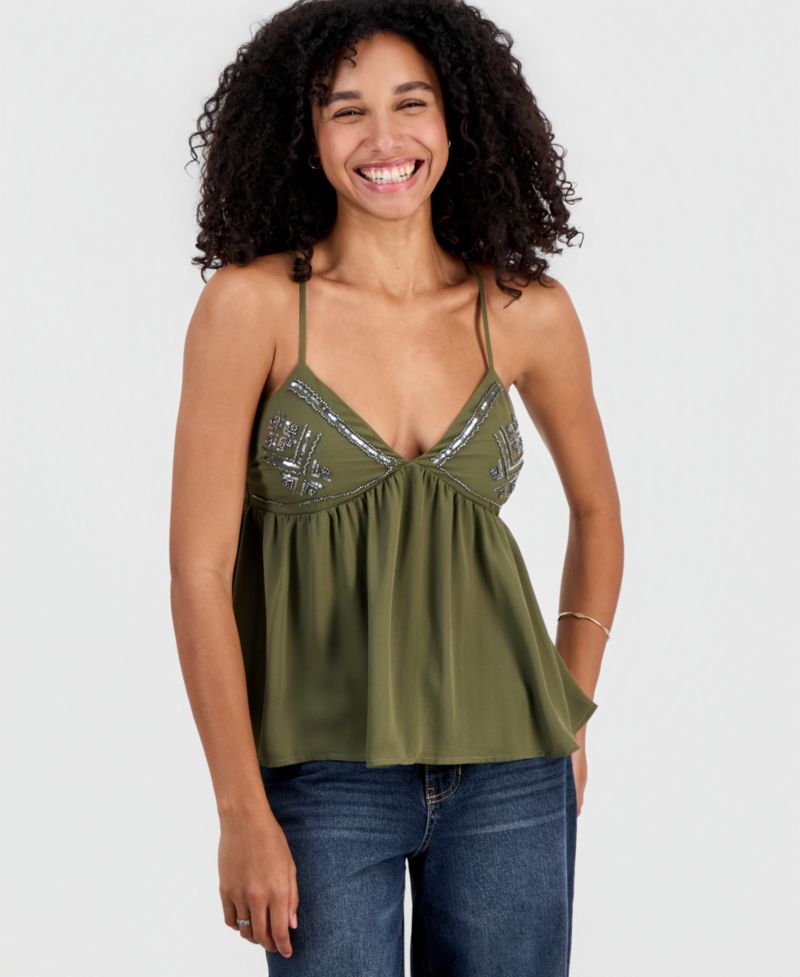 Juniors' Beaded Babydoll Camisole