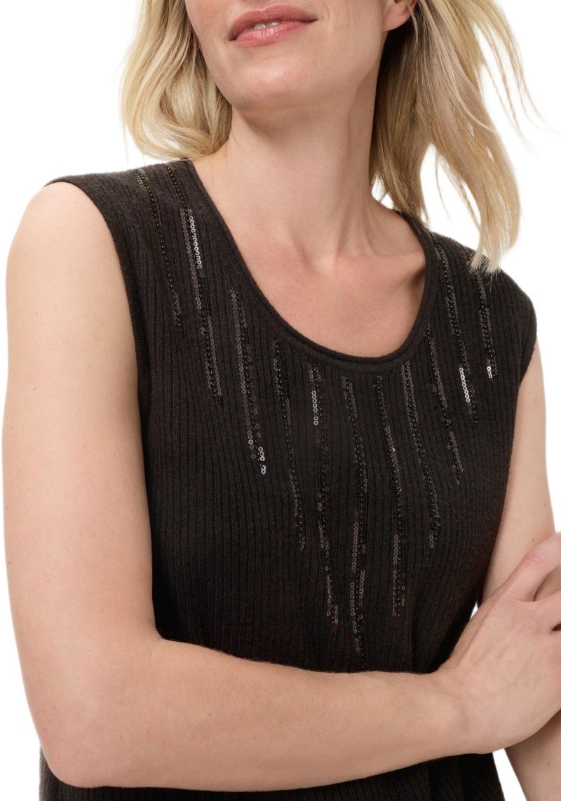 Women's Rib Knit Shell with Sequin Detail