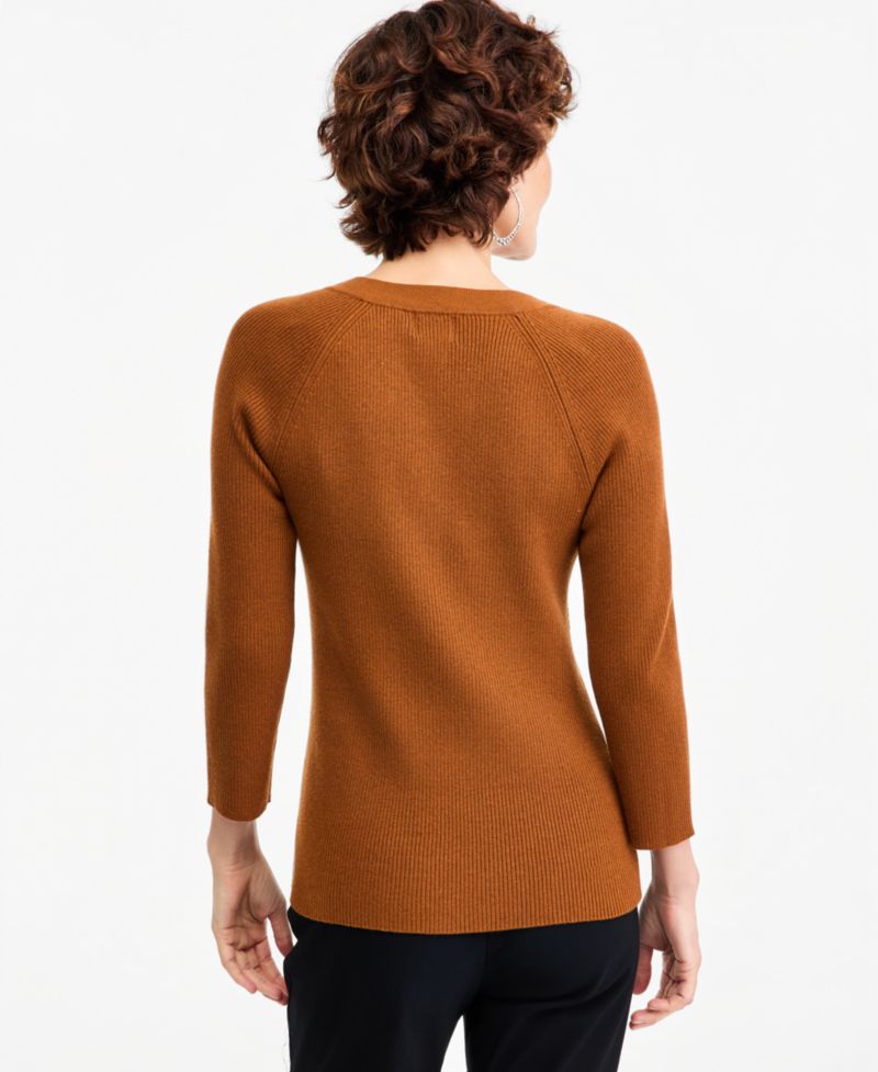 Women's Ribbed Lace-Up Sweater