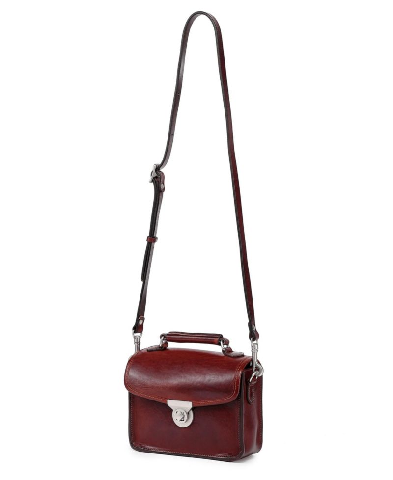 Laurel Mini Leather Convertible Pushlock Crossbody Bag