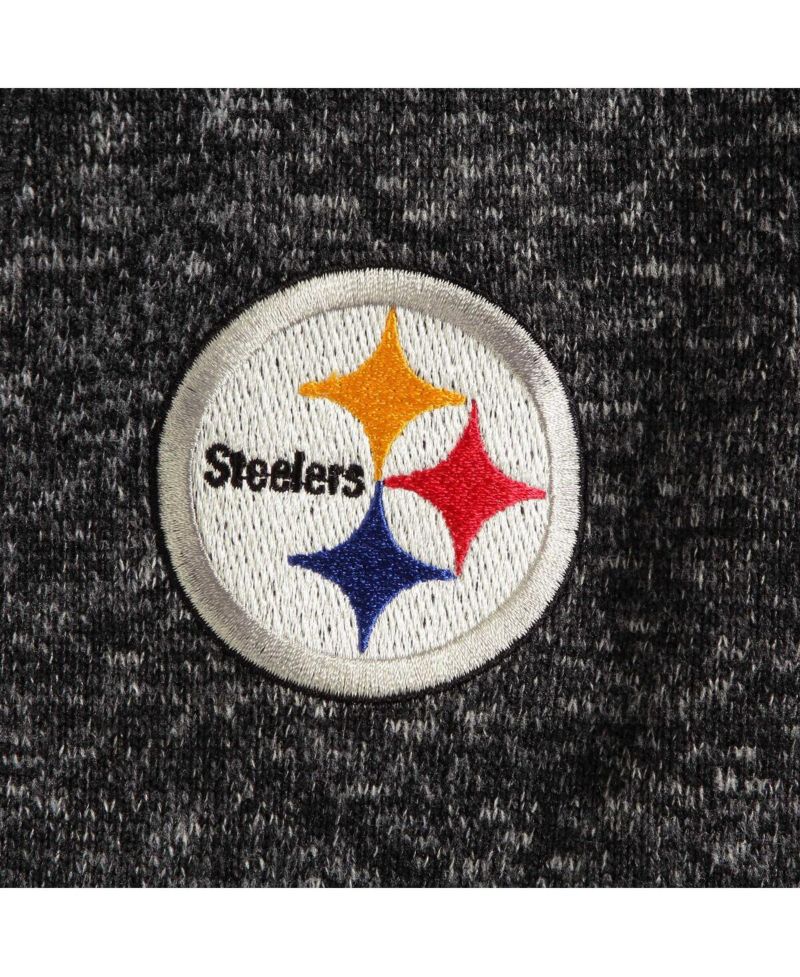 Men's Heather Black Pittsburgh Steelers Fortune Quarter-Zip Pullover Jacket