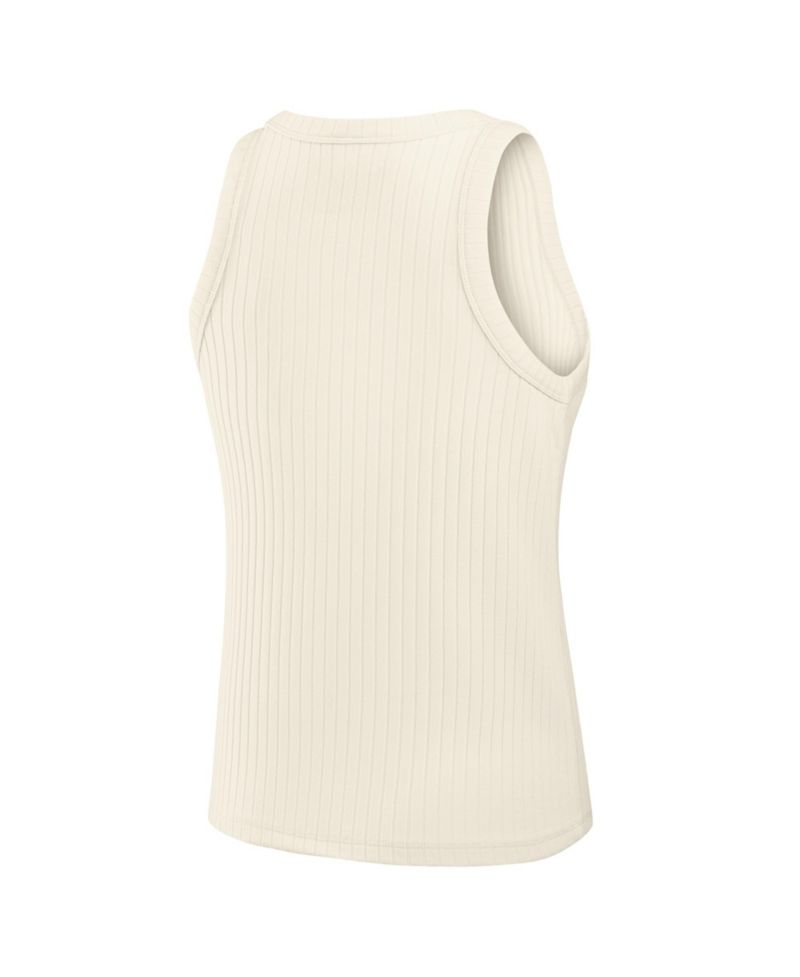 Women's Cream Miami Dolphins Star Play Tri-Blend Ribbed Tank Top