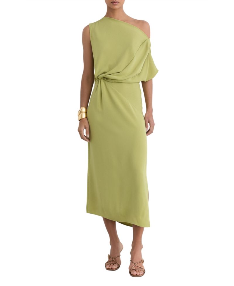 Women's Beth Asymmetric Tuck Detail Midi Dress
