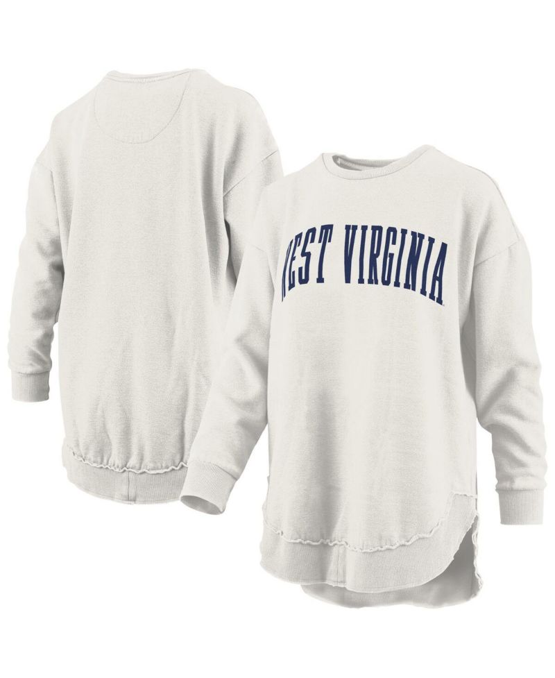 Women's Oatmeal West Virginia Mountaineers Melange Poncho Vintage Fleece Long Sleeve Pullover Sweatshirt