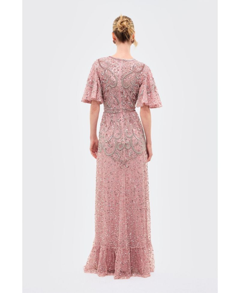 Women's Embellished Sequins Flutter Dress