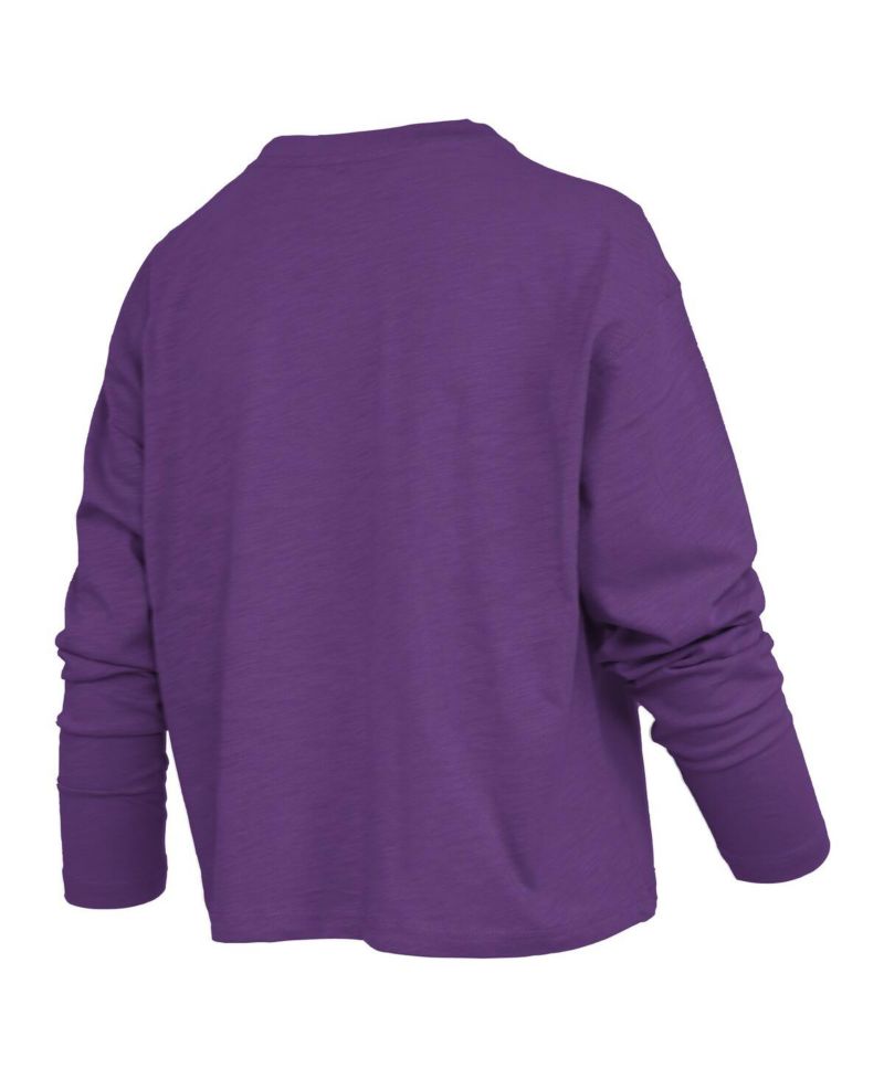 Women's Purple Clemson Tigers Motley Boxy Waist-Length Long Sleeve T-Shirt