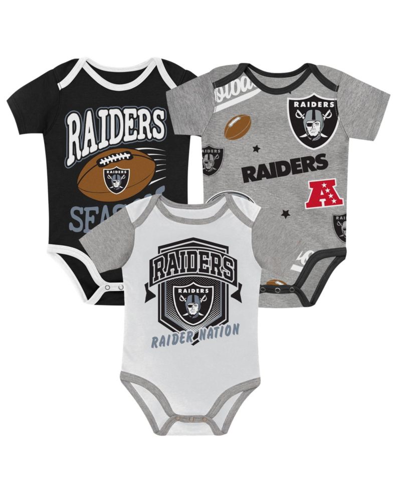 Baby Boys and Girls Las Vegas Raiders First Round Pick Three-Piece Bodysuit Set