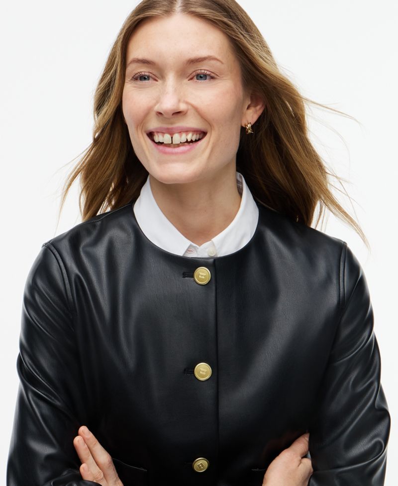 Women's Faux Leather Long-Sleeve Jacket