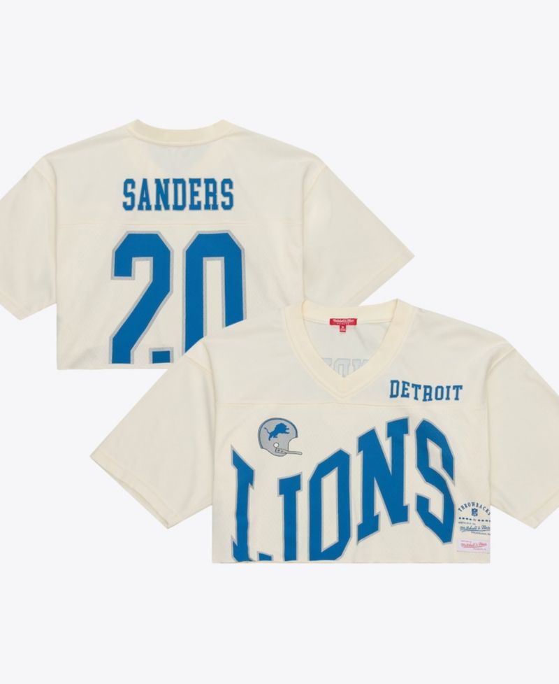 Women's Barry Sanders Cream Detroit Lions Retired Player Cropped Fashion Jersey