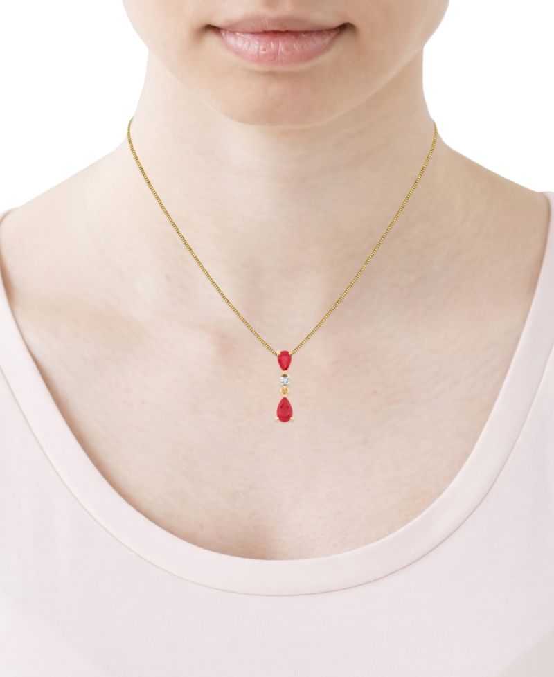 Ruby (5/6 ct. t.w.) & Diamond Accent Pendant Necklace in 10k Yellow Gold