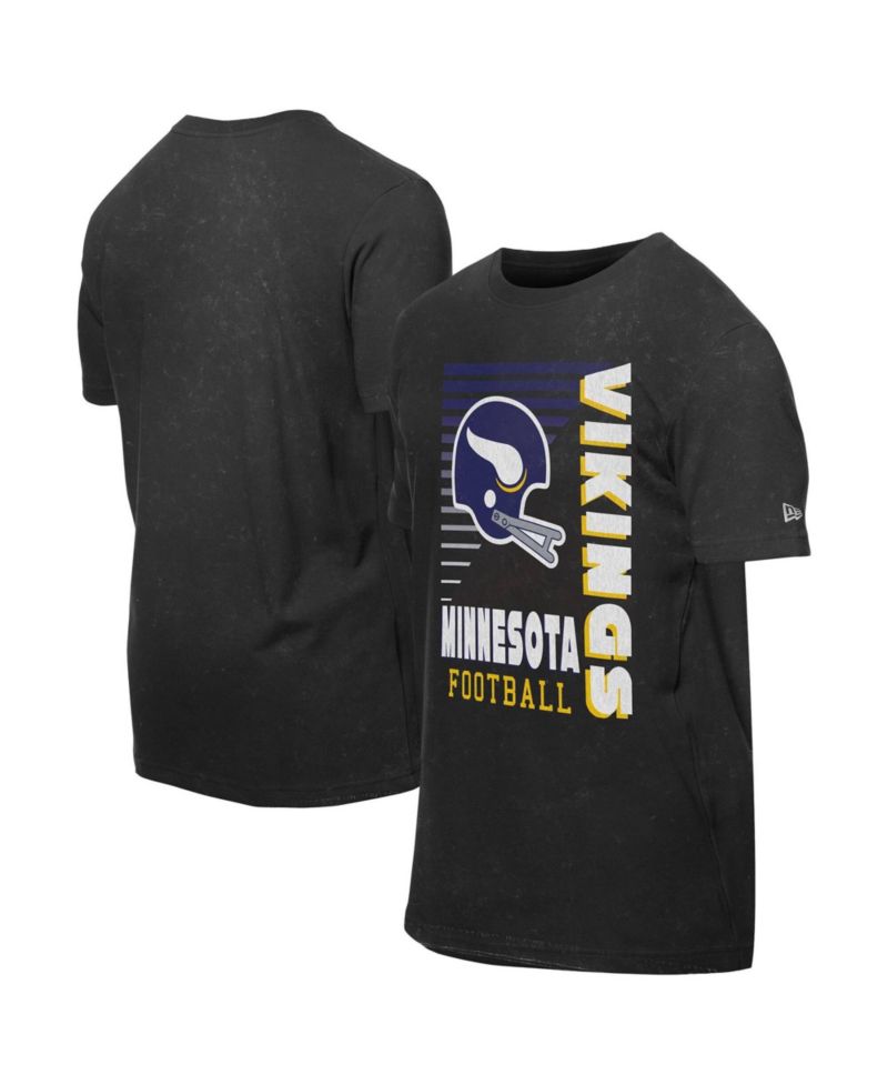 Men's Black Minnesota Vikings Retro Logo Enzyme Washed Oversized T-Shirt