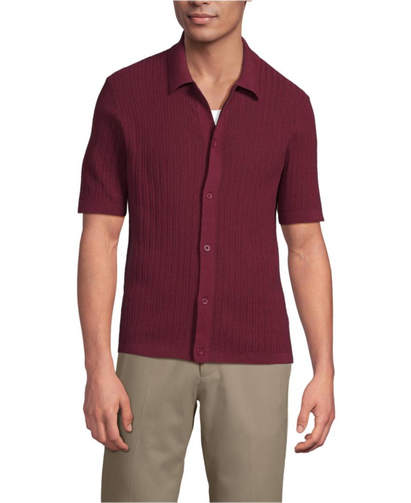 Men's Short Sleeve Lightweight Button Through Polo Shirts