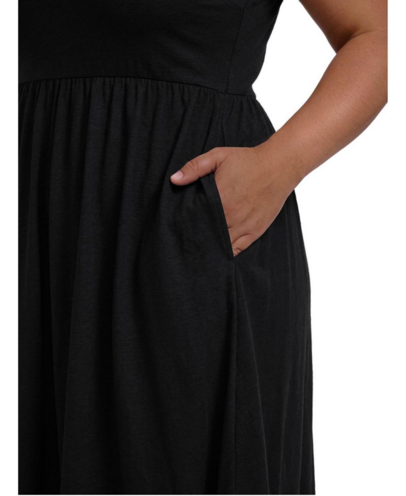 Plus Size Belle Isle Empire-Waist High-Low Hem Scallop-Trim Maxi Dress