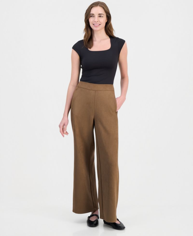 Women's High-Rise Faux-Suede Pull-On Pants