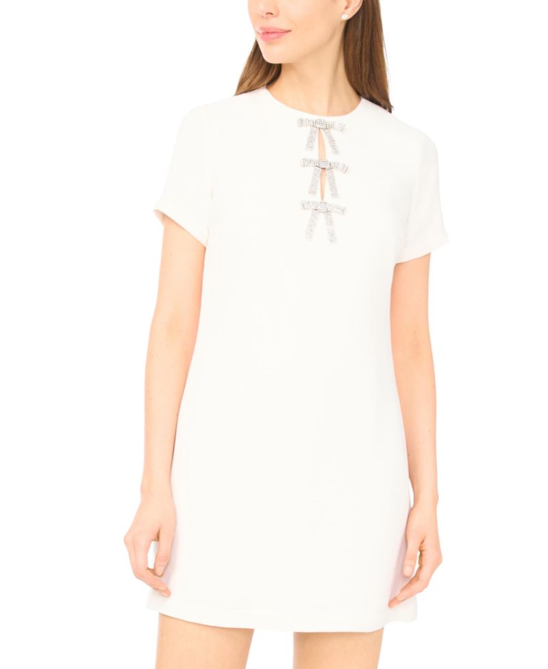 Women's Crewneck Bow Detail Shirt-Dress