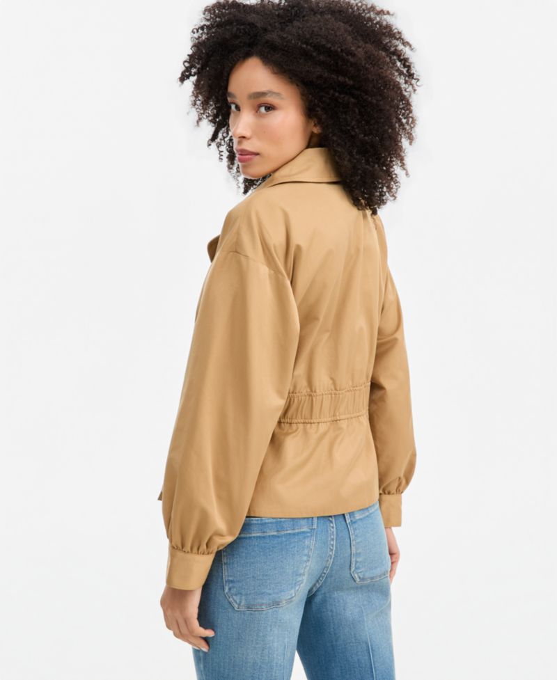 Women's Belted Khaki Trench Double-Breasted Jacket