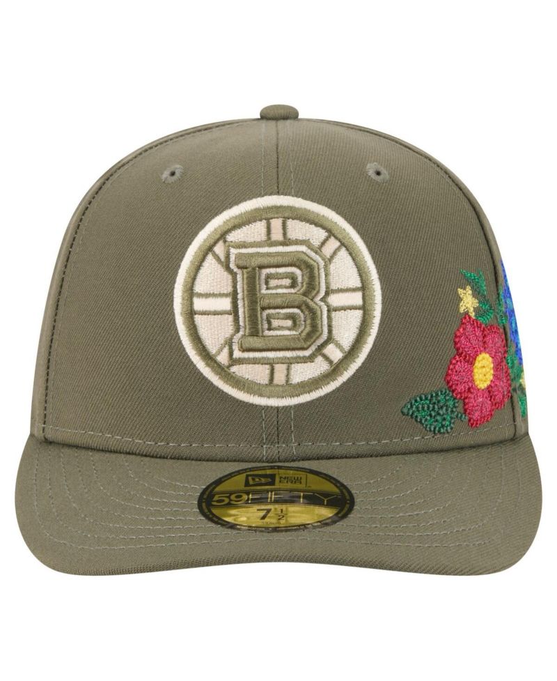 Men's Olive Boston Bruins Tonal Florals 59FIFTY Fitted Hat